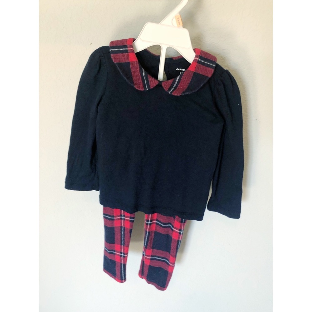 Janie and Jack plaid holiday pant set.